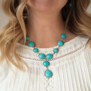Paparazzi Jewelry - Terrestrial Trailblazer - Blue Necklace - Vintage